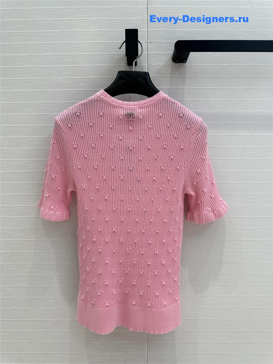 Ch**el pink hollow knit top