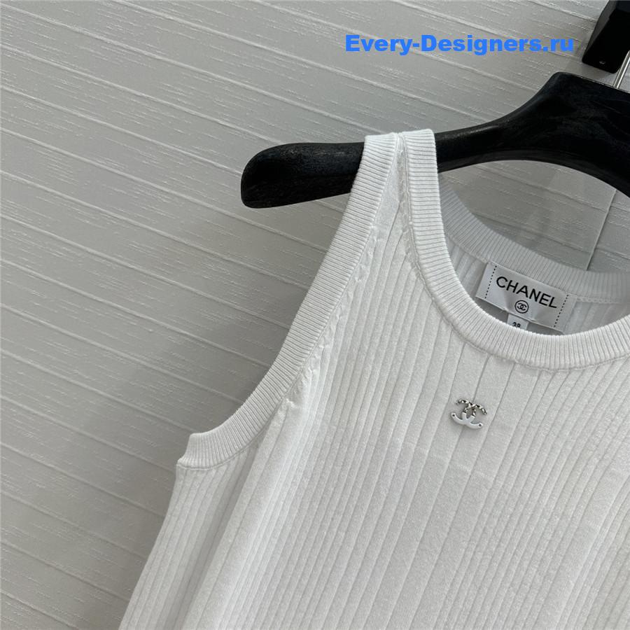 Ch**el white spliced knitted vest dress