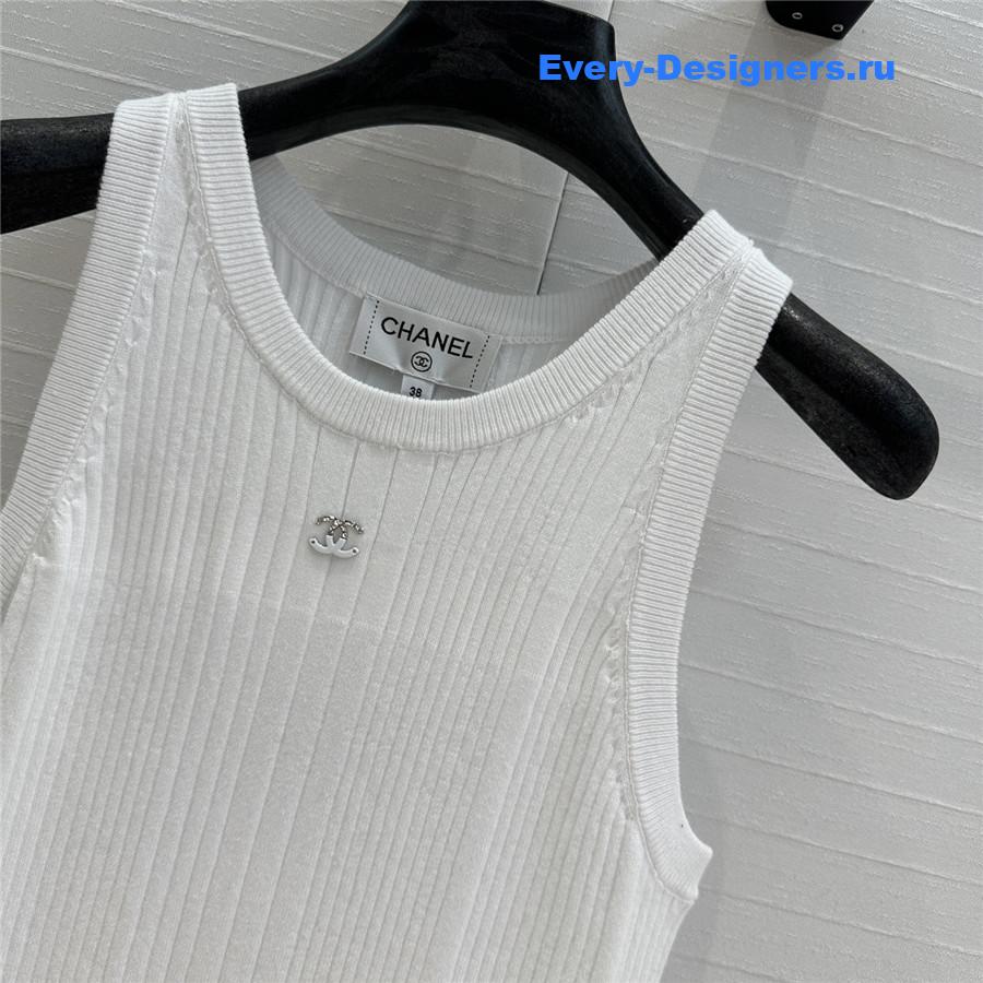 Ch**el white spliced knitted vest dress