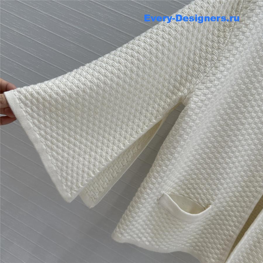 Ch**el white embossed knit hook cardigan