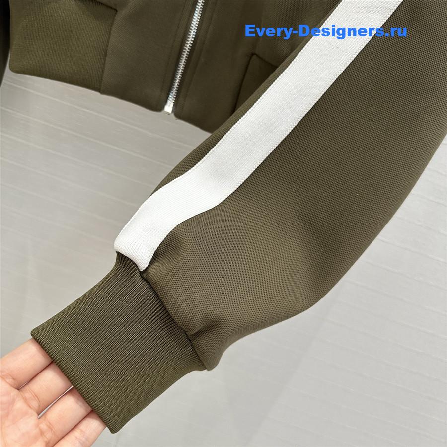 L0ew* green logo embroidered baseball jacket