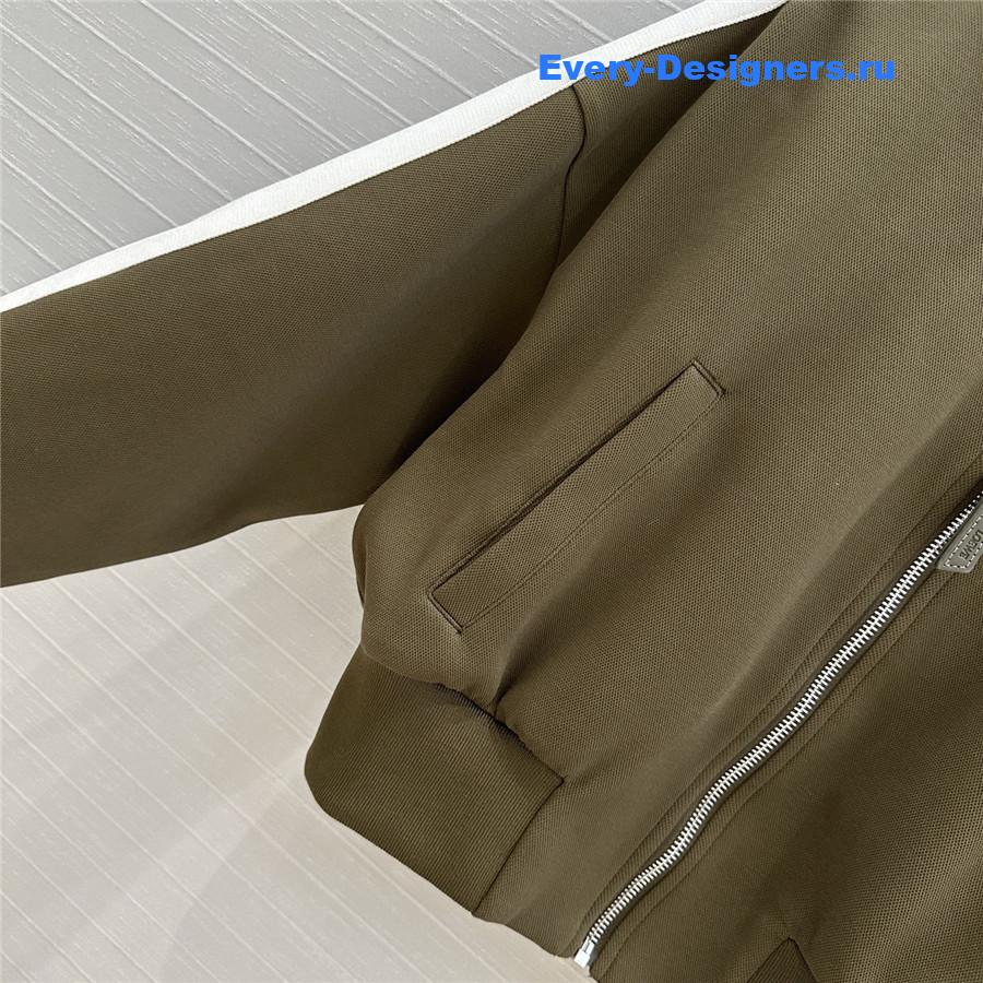 L0ew* green logo embroidered baseball jacket