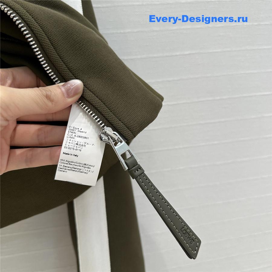 L0ew* green logo embroidered baseball jacket