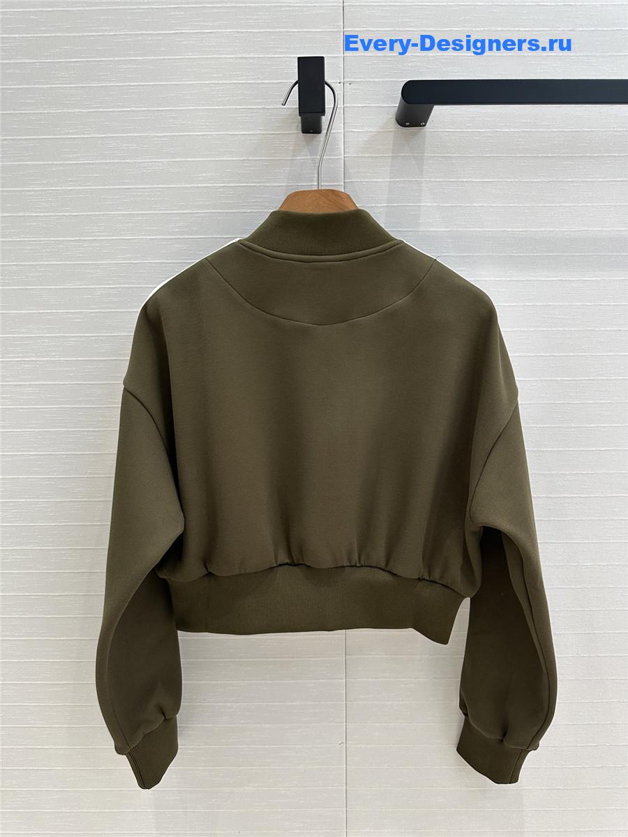 L0ew* green logo embroidered baseball jacket