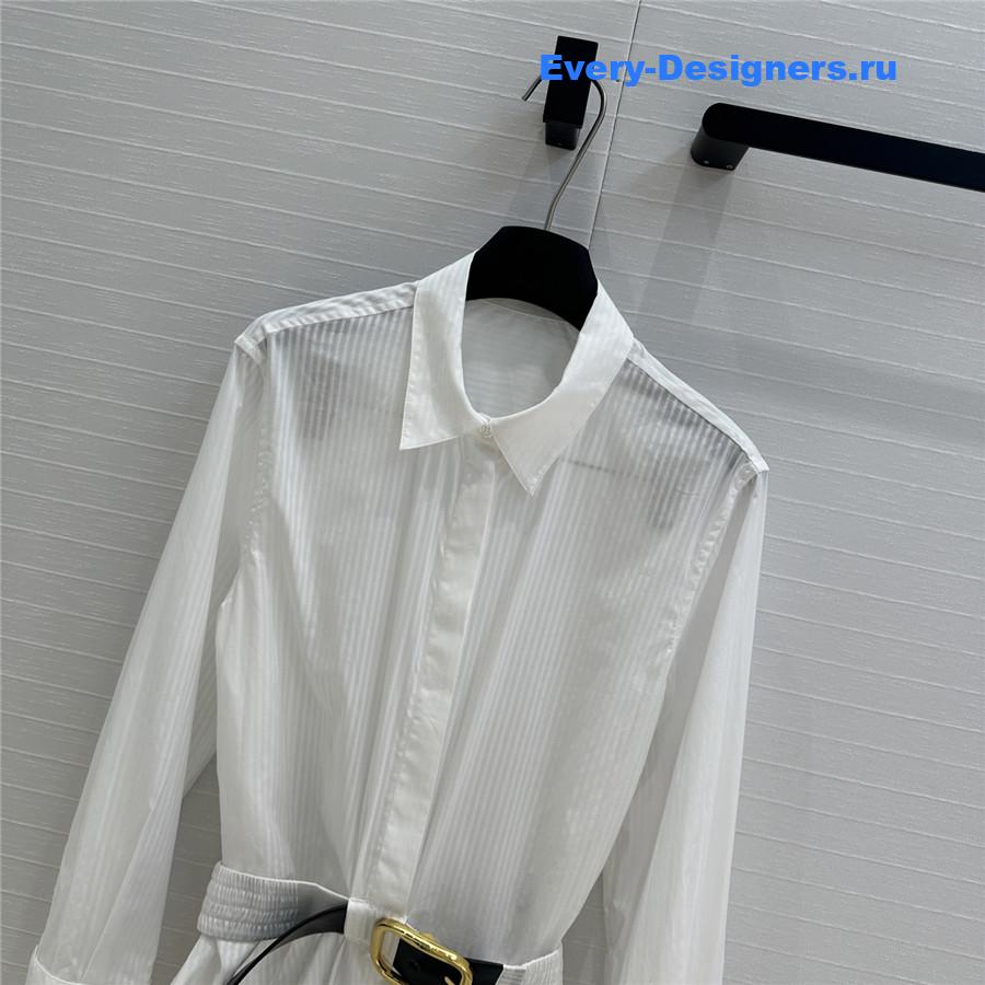 L0ew* white belted cotton shirt