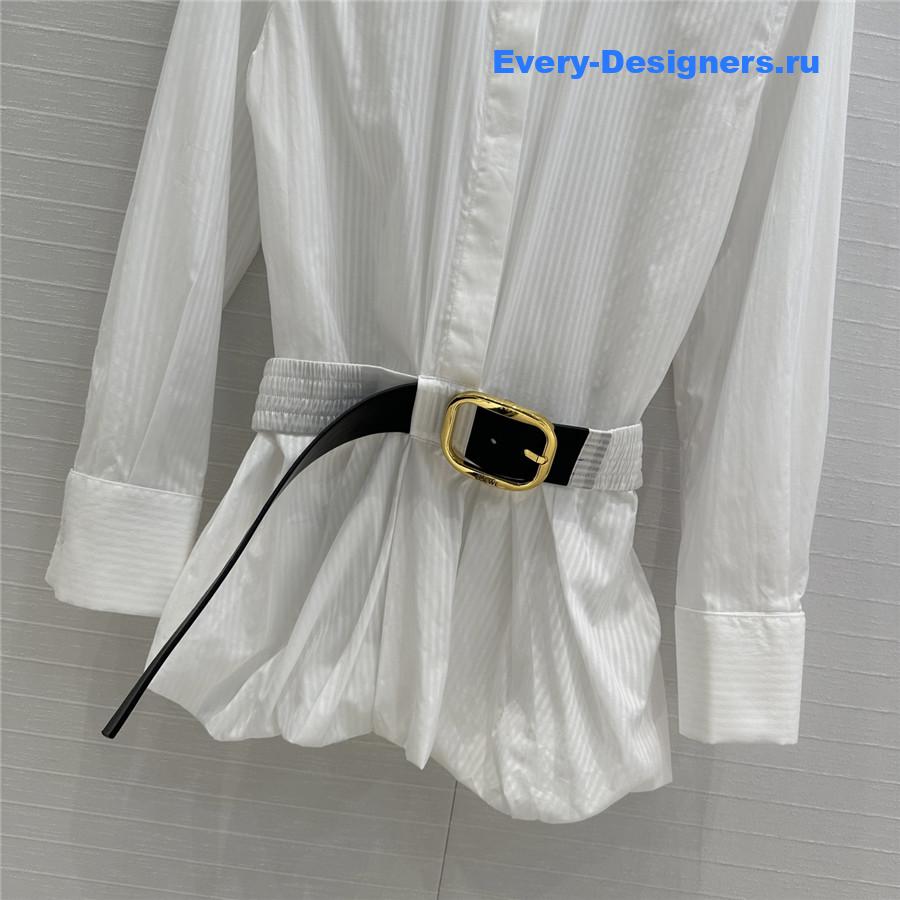 L0ew* white belted cotton shirt