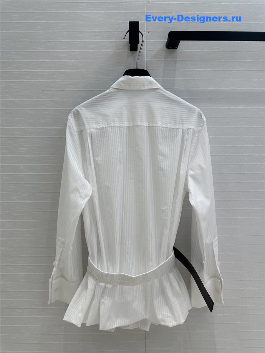 L0ew* white belted cotton shirt