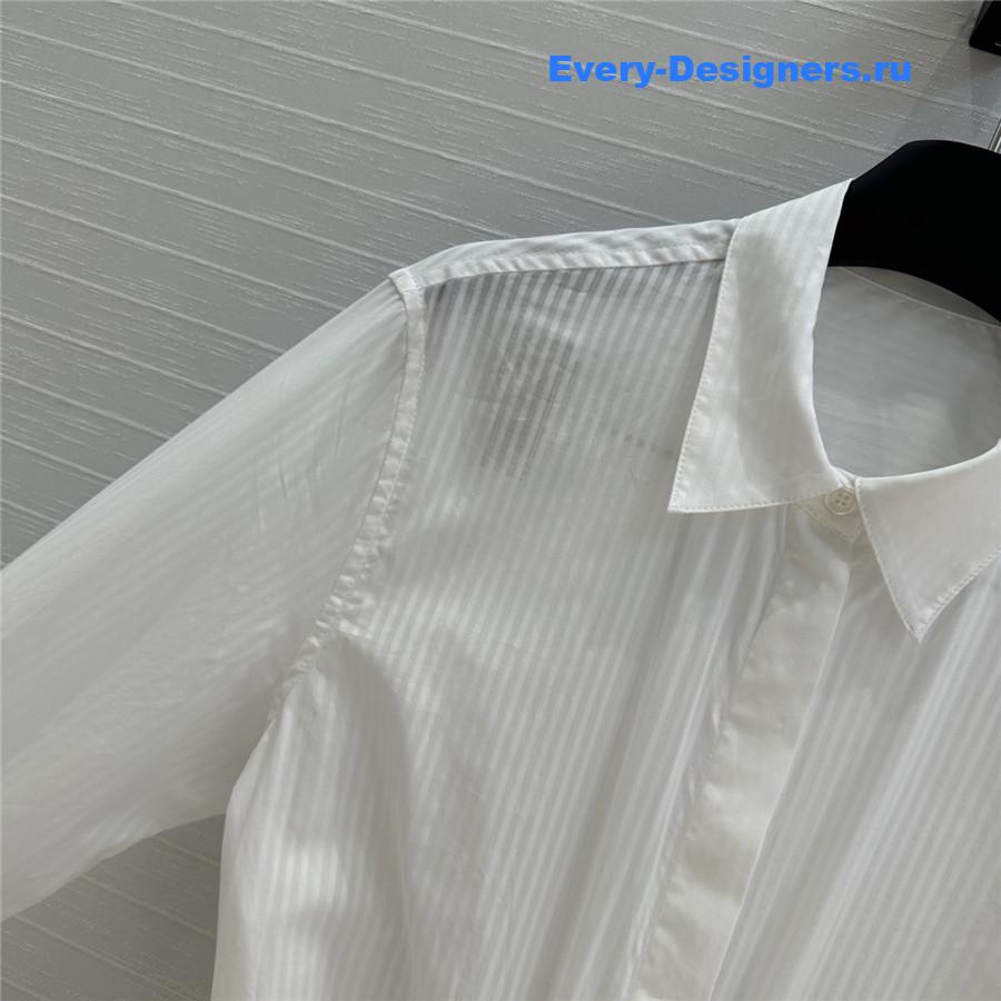 L0ew* white belted cotton shirt