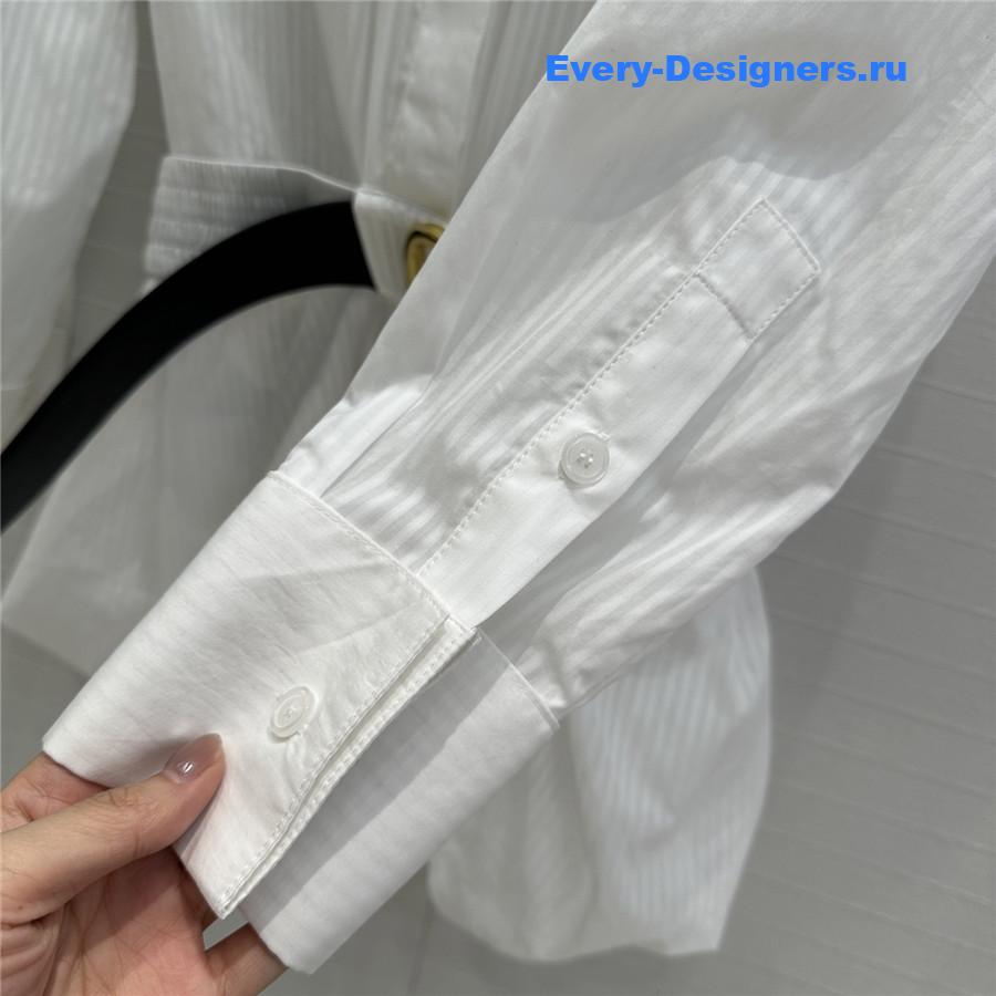 L0ew* white belted cotton shirt