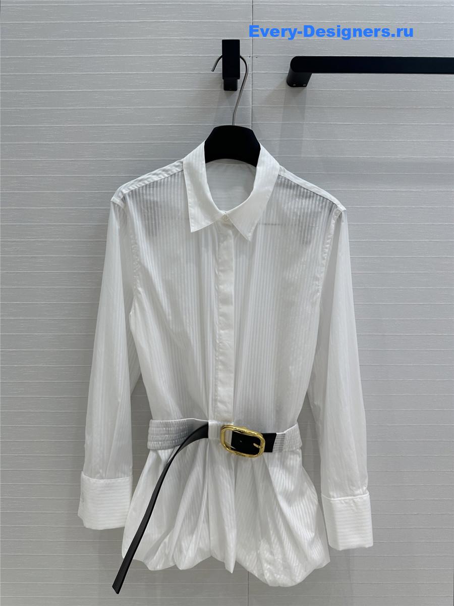 L0ew* white belted cotton shirt