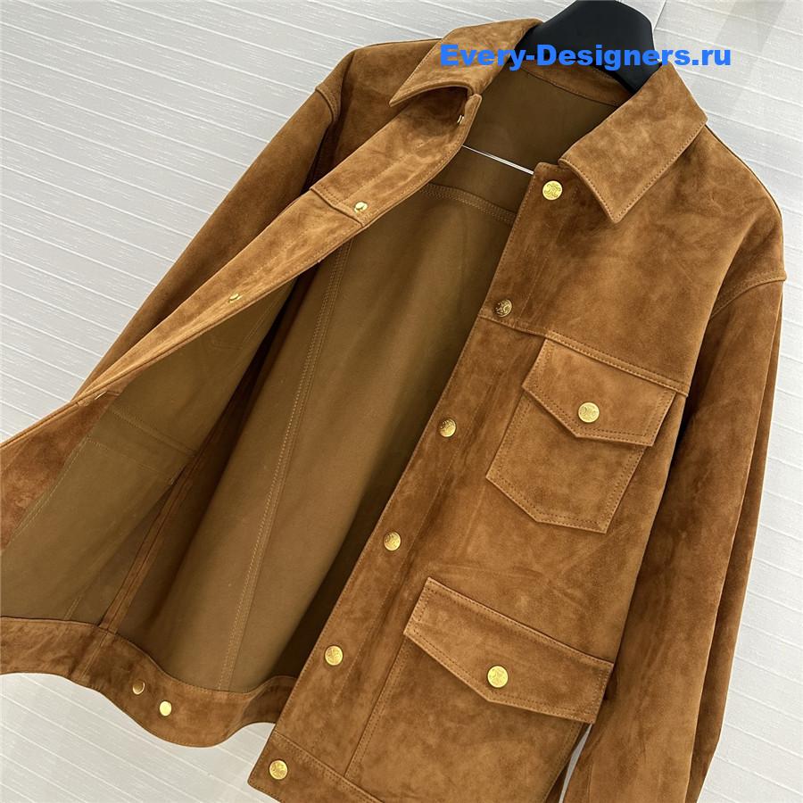 Ce1i*e western suede long jacket brown
