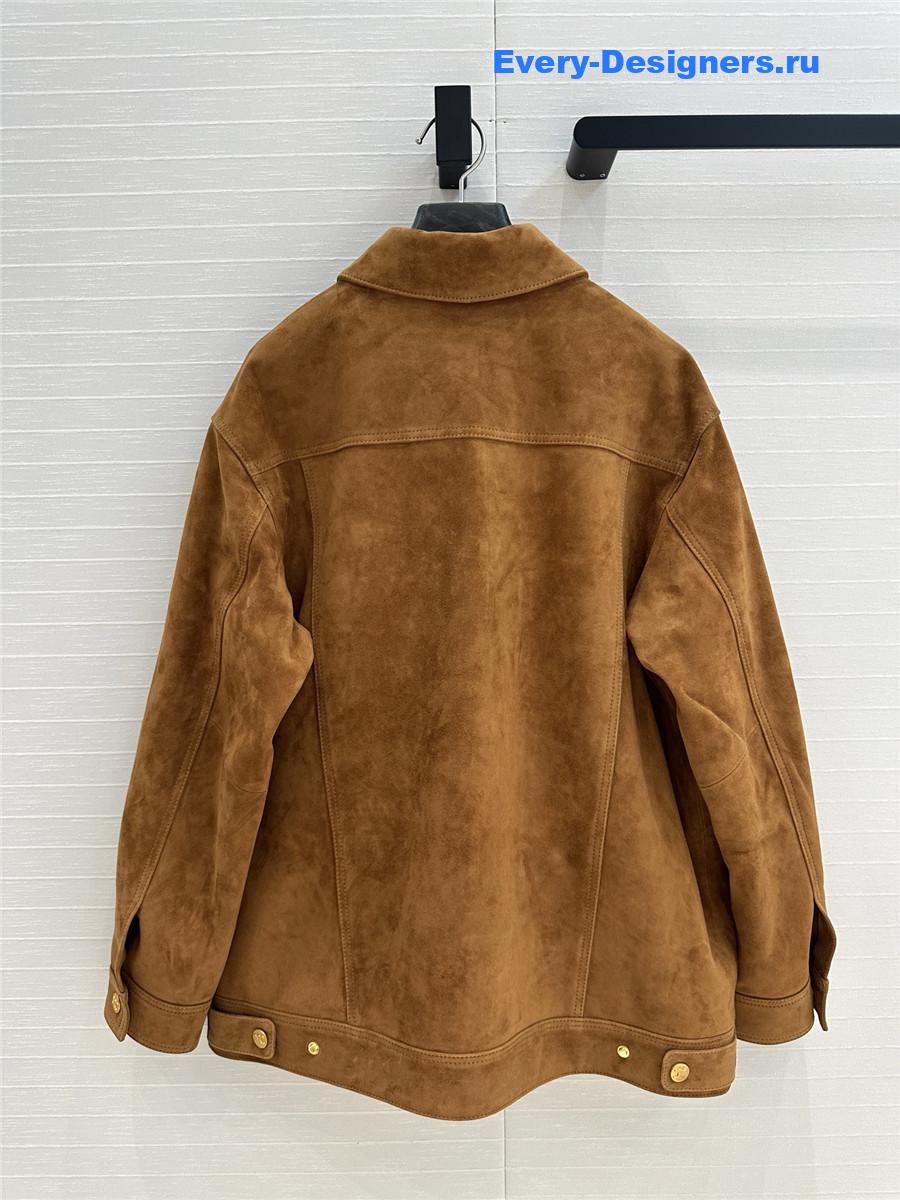 Ce1i*e western suede long jacket brown