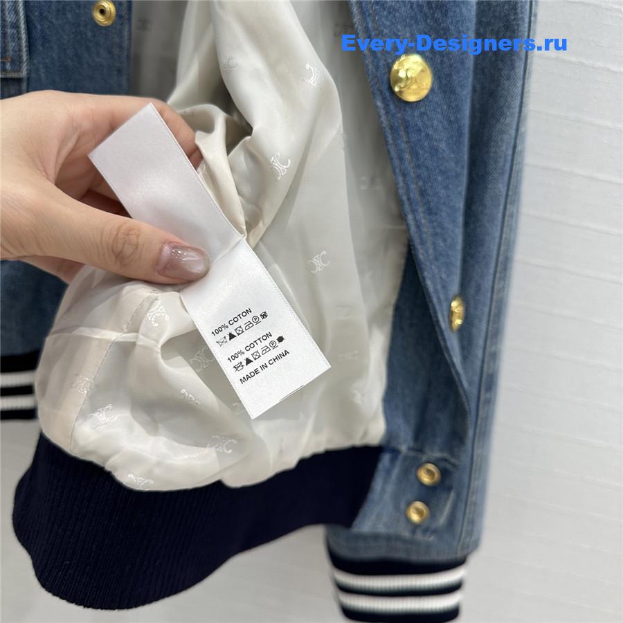 Ce1i*e washed blue denim baseball jacket