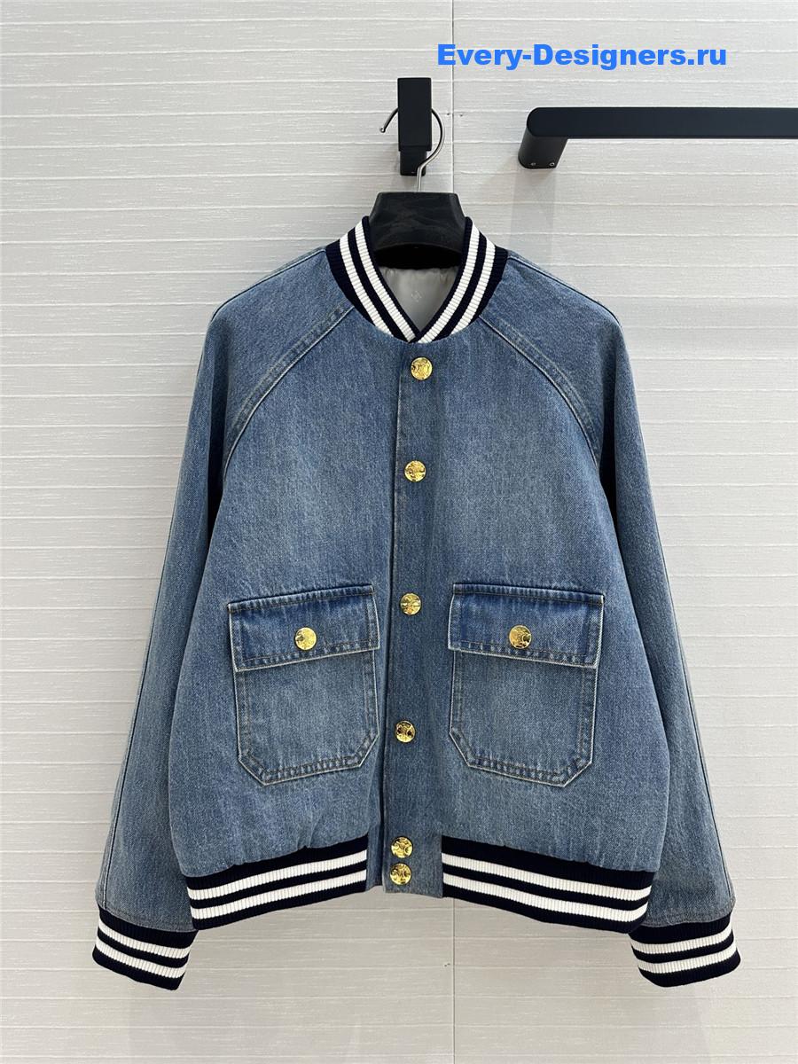 Ce1i*e washed blue denim baseball jacket