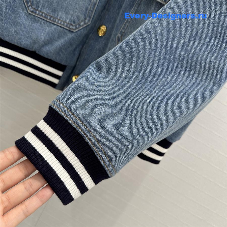 Ce1i*e washed blue denim baseball jacket