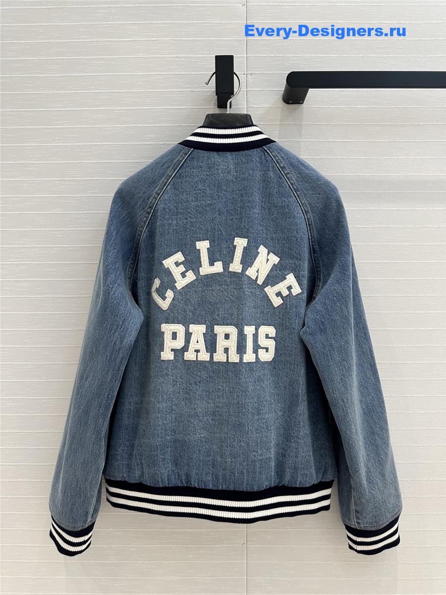 Ce1i*e washed blue denim baseball jacket