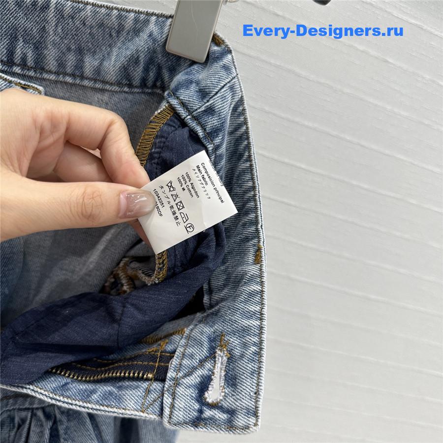 Zimm Crush Denim Frill Mini Skirt