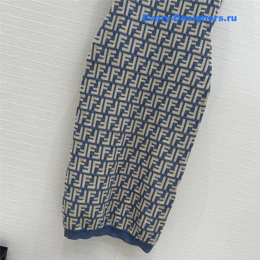 F**di blue ff jacquard vest maxi skirt