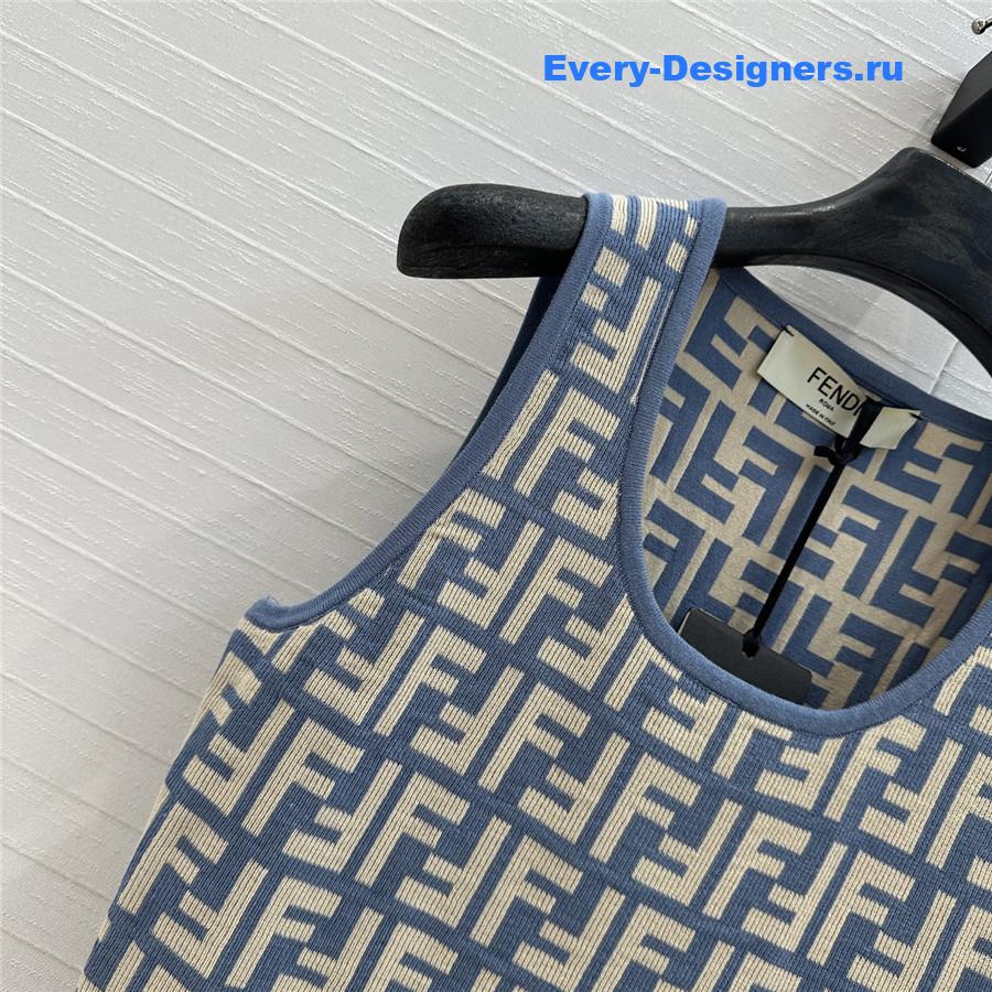 F**di blue ff jacquard vest maxi skirt