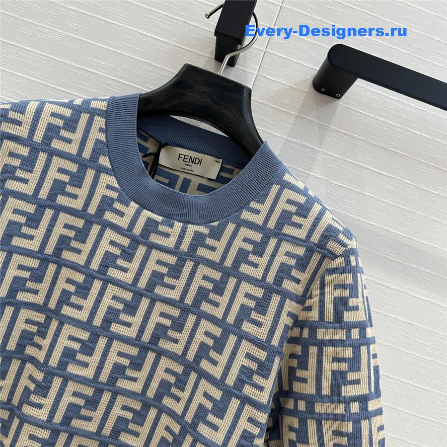 F**di blue ff jacquard short sleeve top