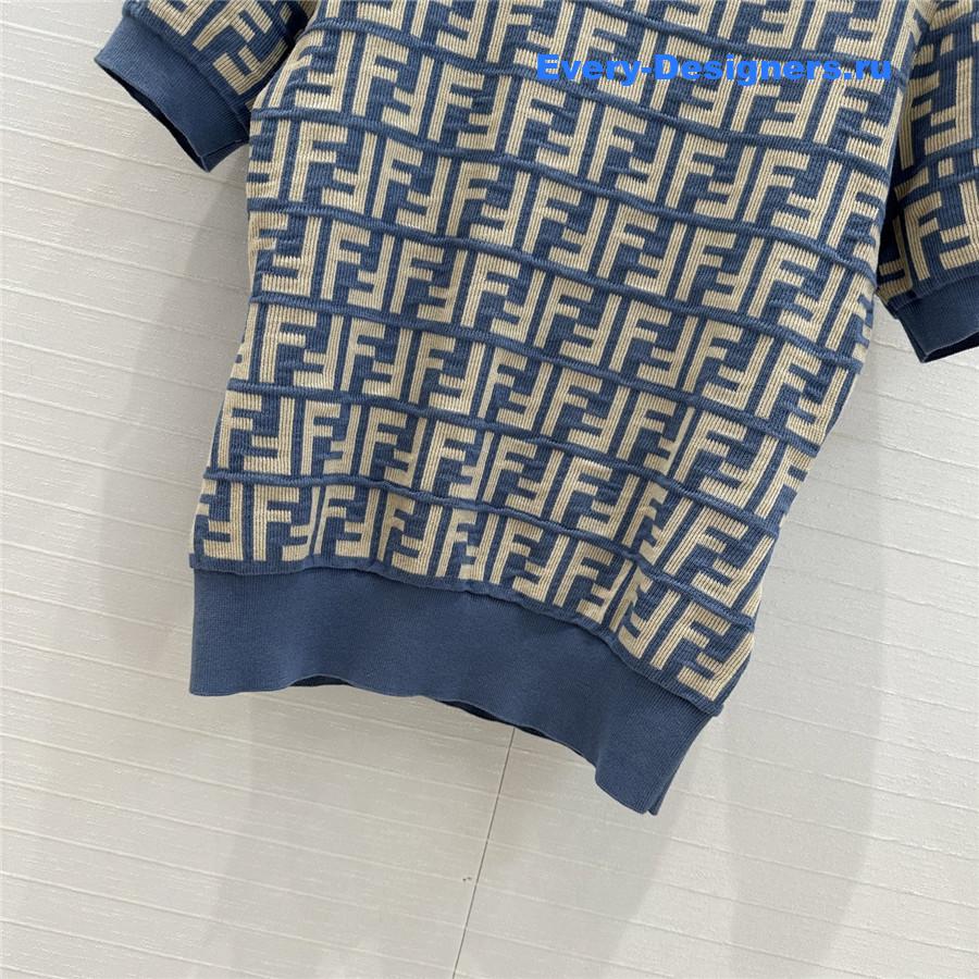 F**di blue ff jacquard short sleeve top