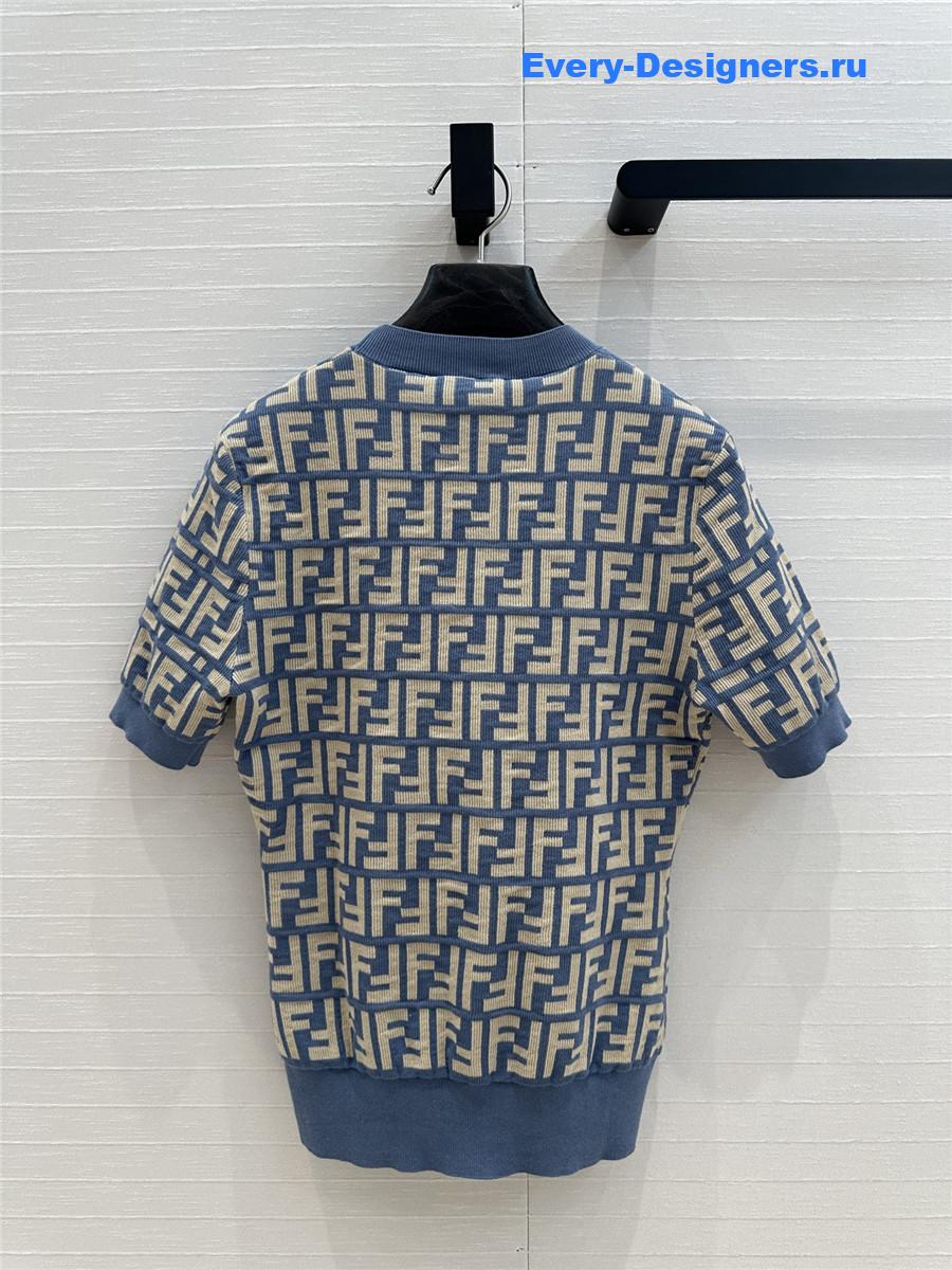 F**di blue ff jacquard short sleeve top