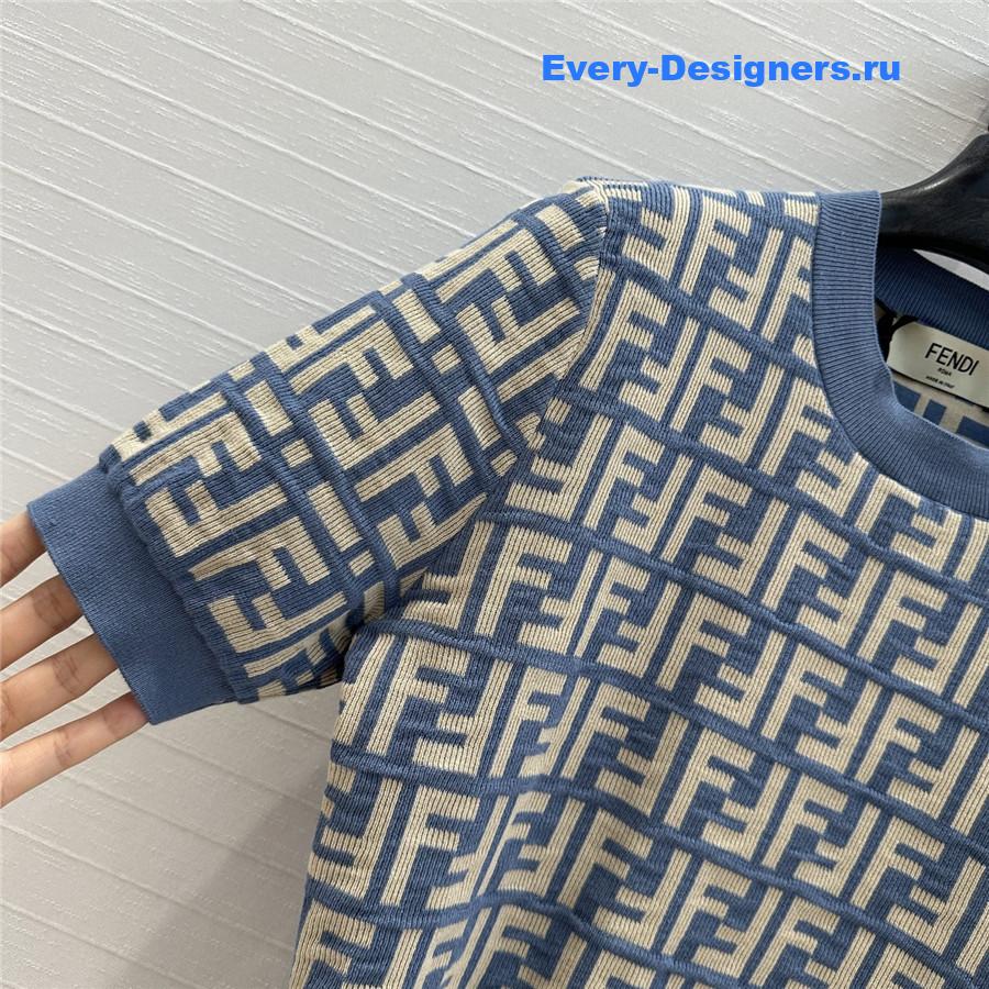 F**di blue ff jacquard short sleeve top