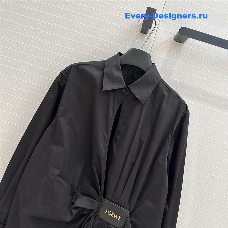 L0ew* black draped cotton shirt