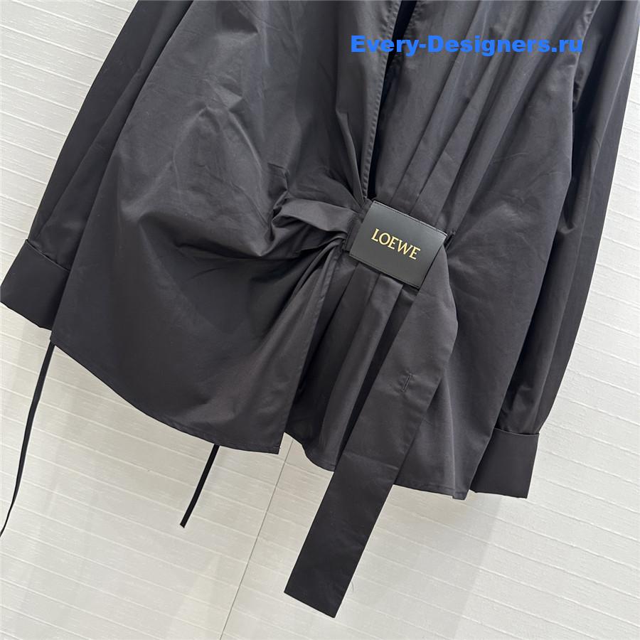 L0ew* black draped cotton shirt