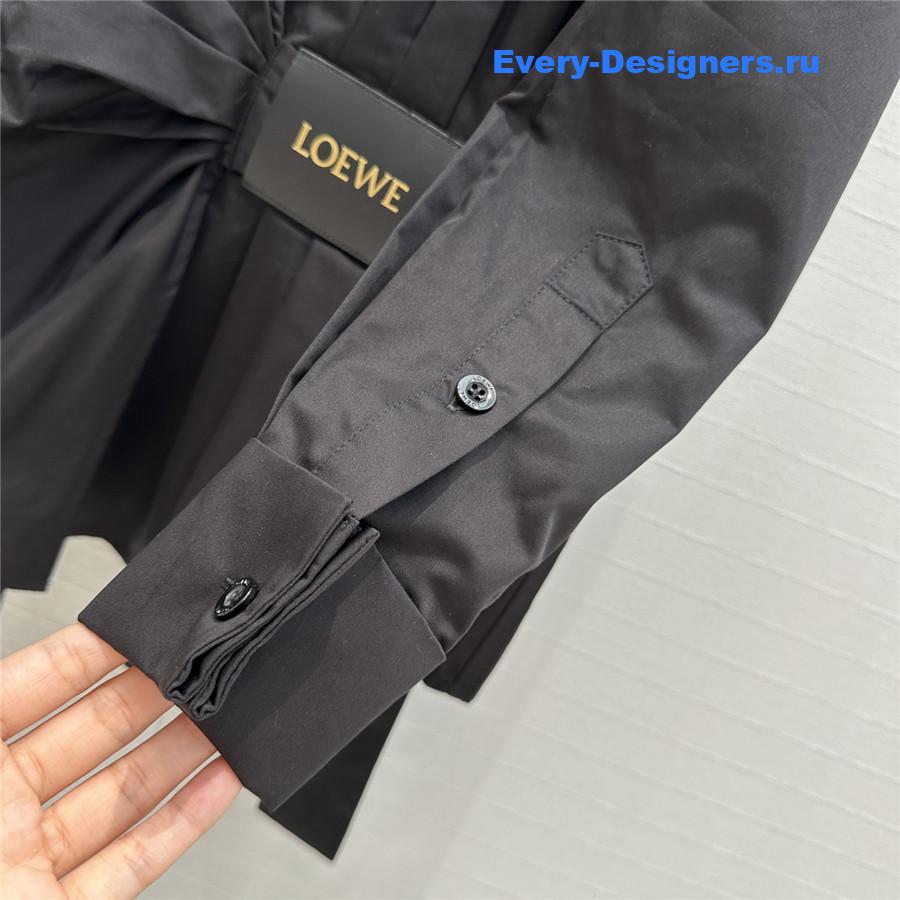 L0ew* black draped cotton shirt