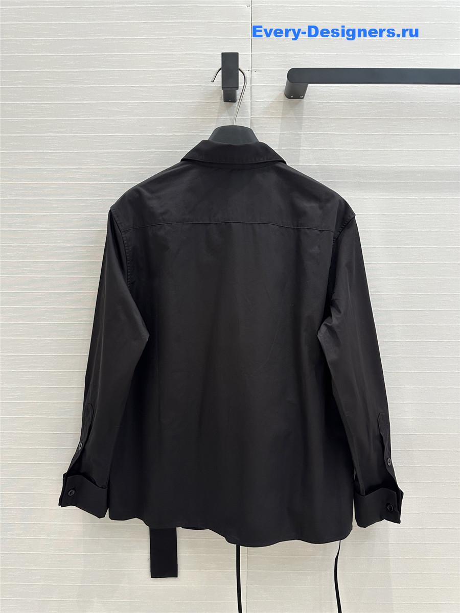 L0ew* black draped cotton shirt