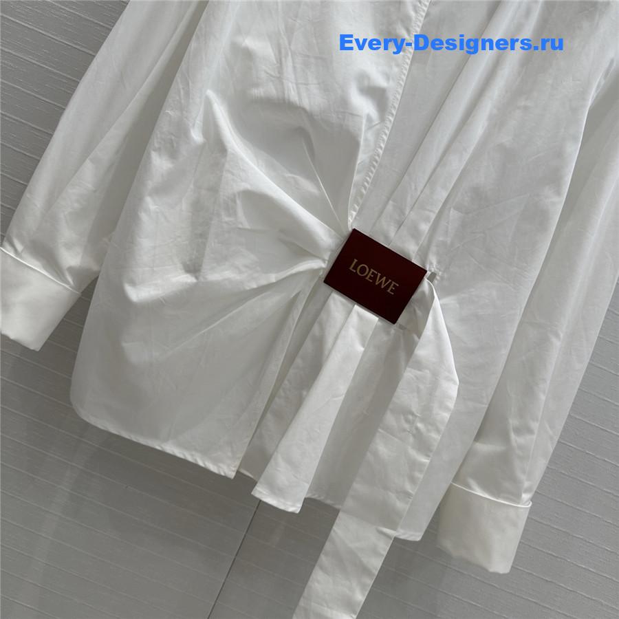 L0ew* white draped cotton shirt