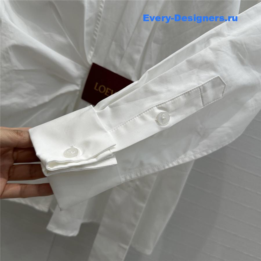 L0ew* white draped cotton shirt