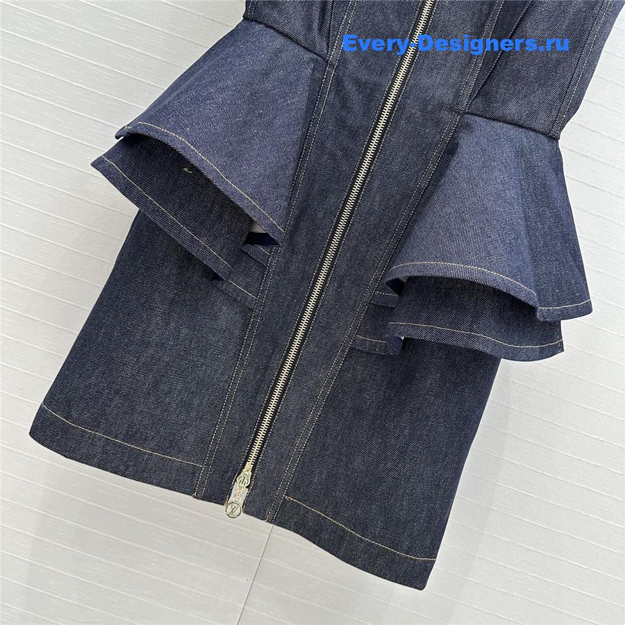 l0vis Vvtt0n lv ruffle denim dress blue