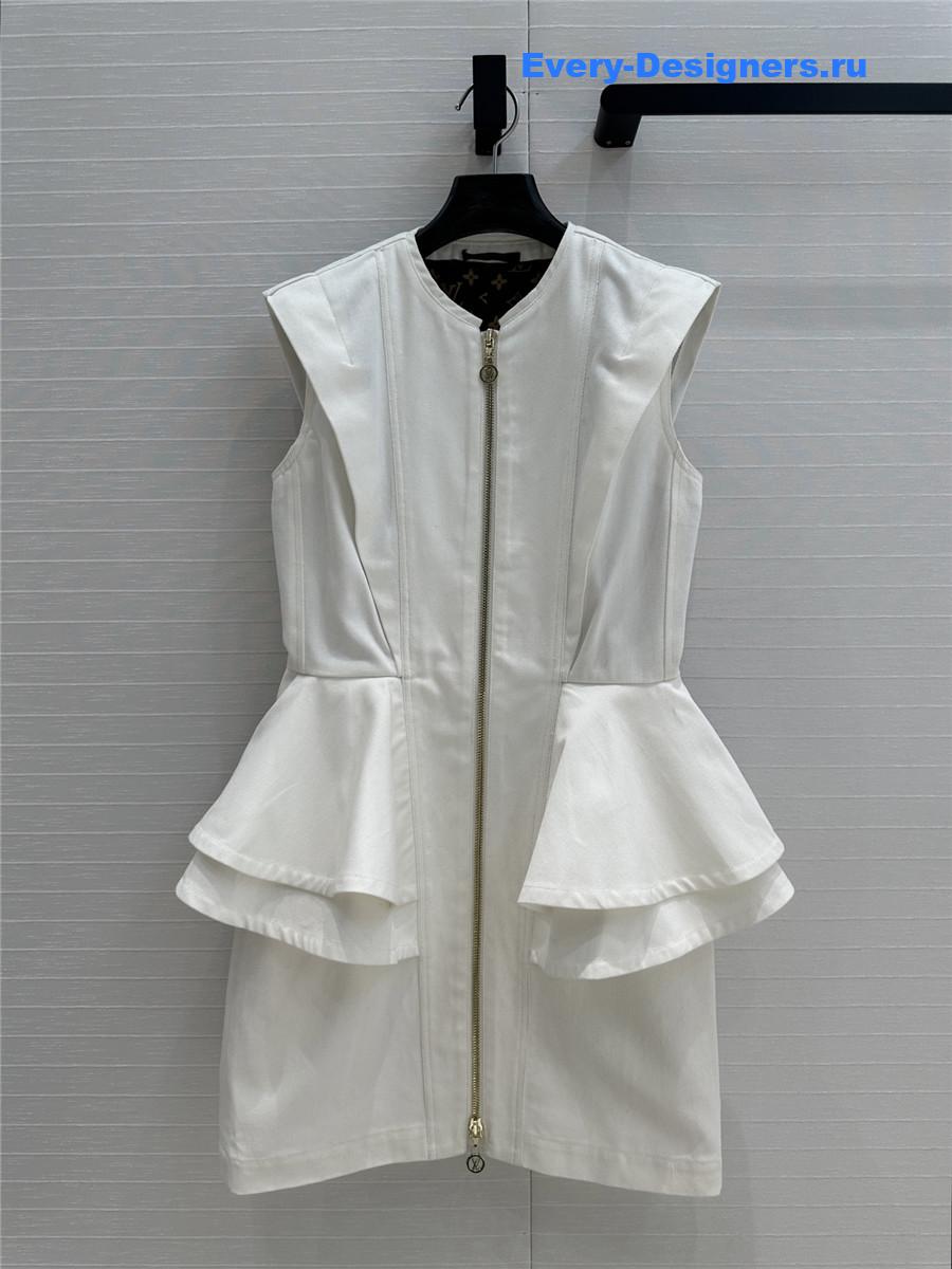 l0vis Vvtt0n lv ruffle denim dress white