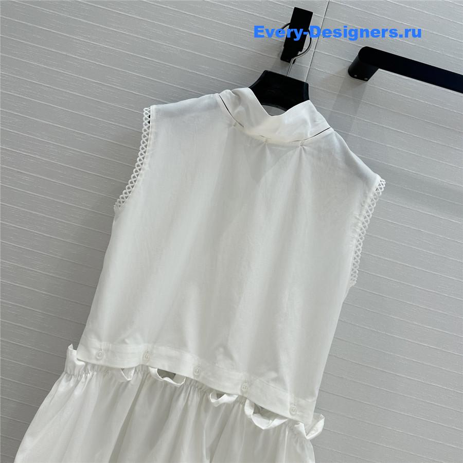 Miu Miu Logo-Patch White Dress