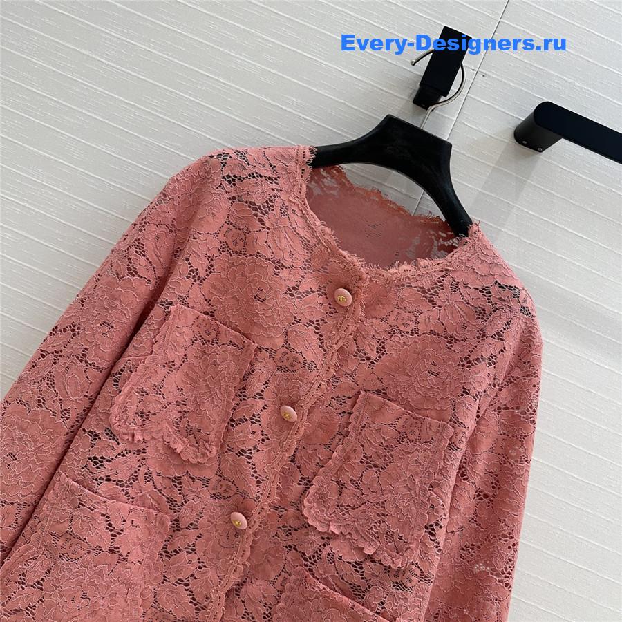 Dolce & Gabbana Pink Lace Cardigan