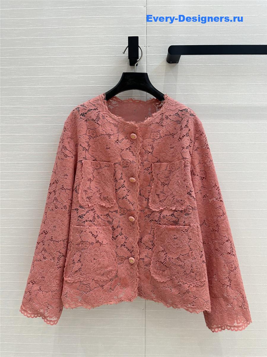 Dolce & Gabbana Pink Lace Cardigan