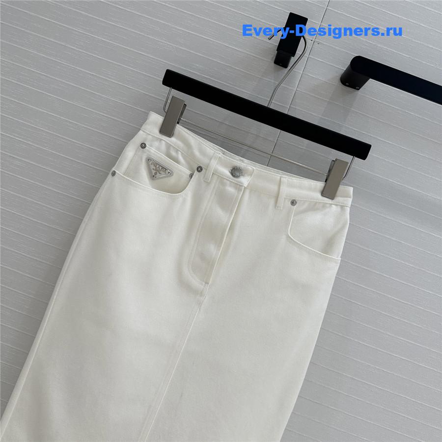 Pra*a white denim long skirt