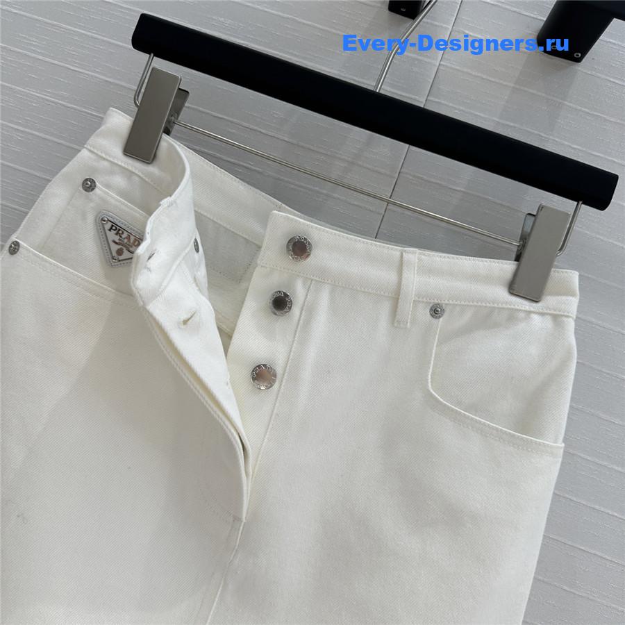 Pra*a white denim long skirt