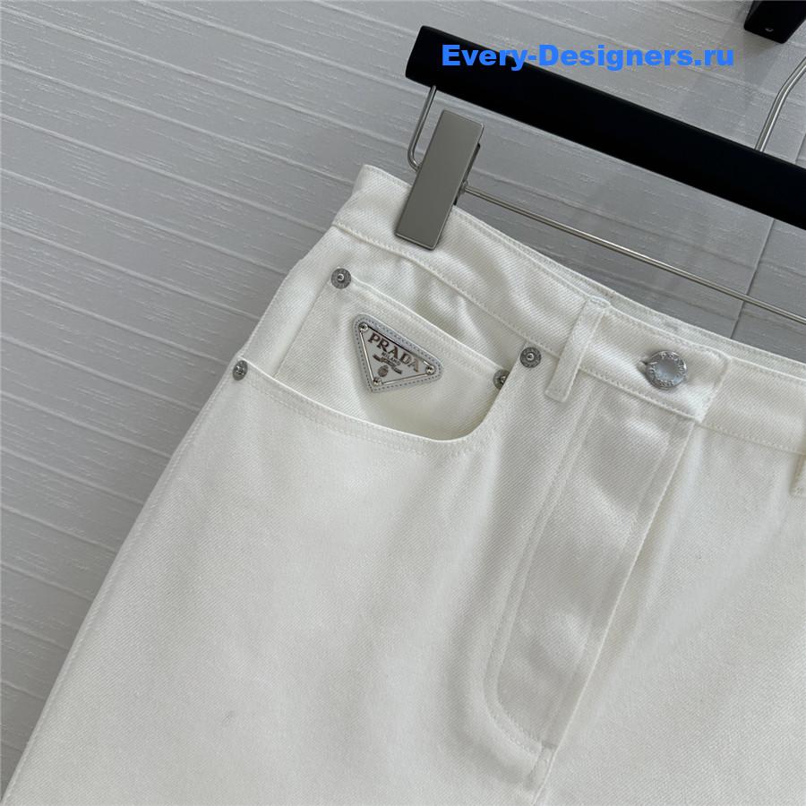 Pra*a white denim long skirt