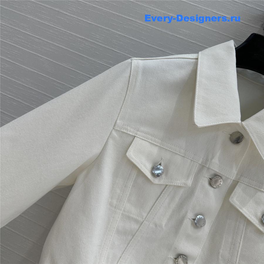 Pra*a short white denim jacket
