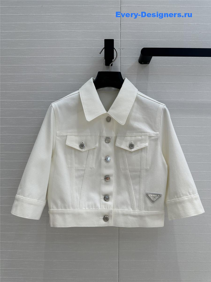 Pra*a short white denim jacket