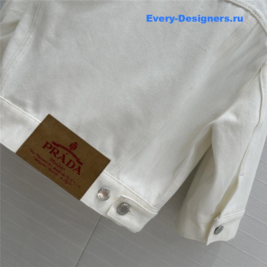 Pra*a short white denim jacket
