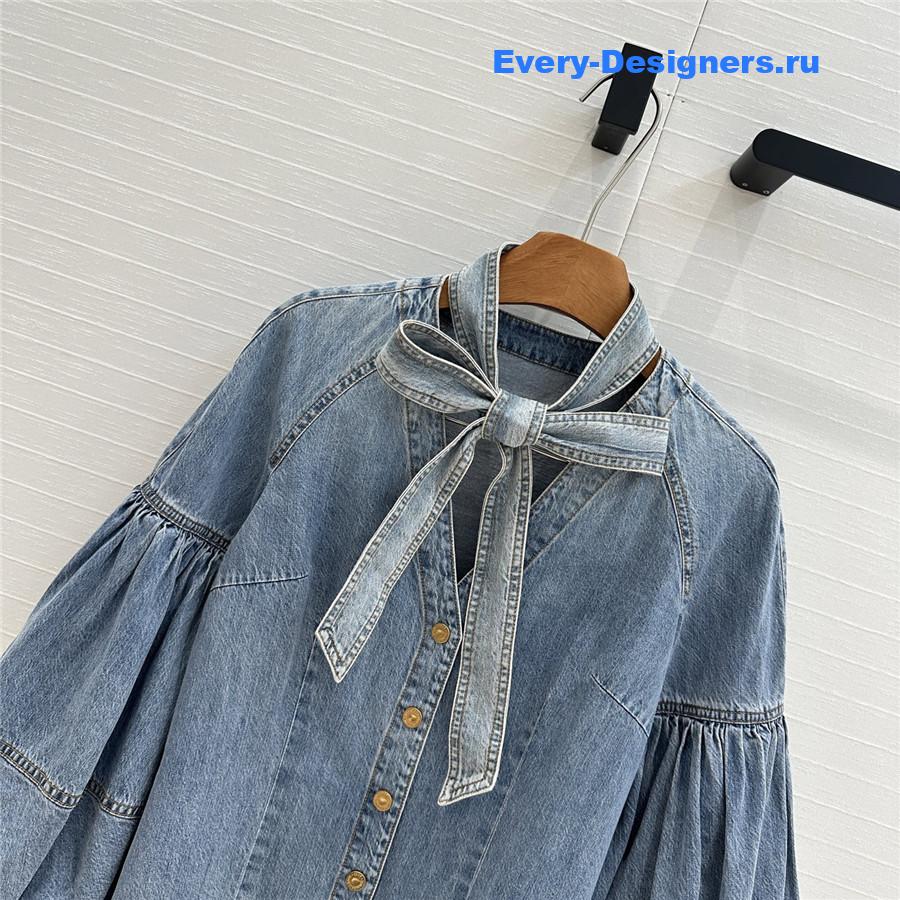 Zimm Tied Denim Blouse Blue