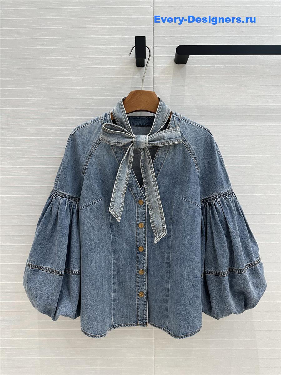 Zimm Tied Denim Blouse Blue