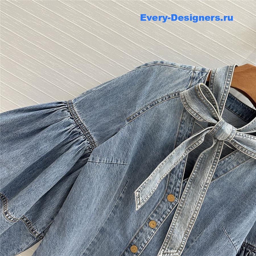 Zimm Tied Denim Blouse Blue