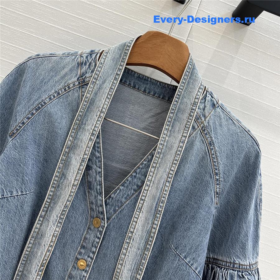 Zimm Tied Denim Blouse Blue