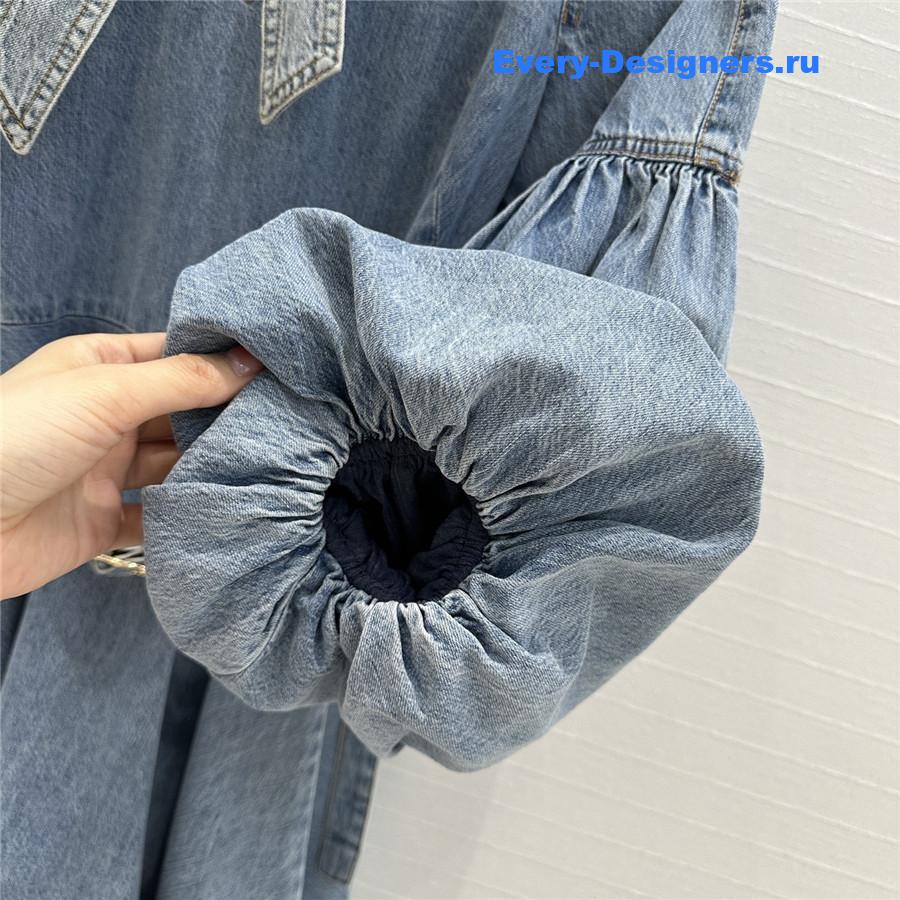 Zimm Tie-Neck Denim Mini Dress