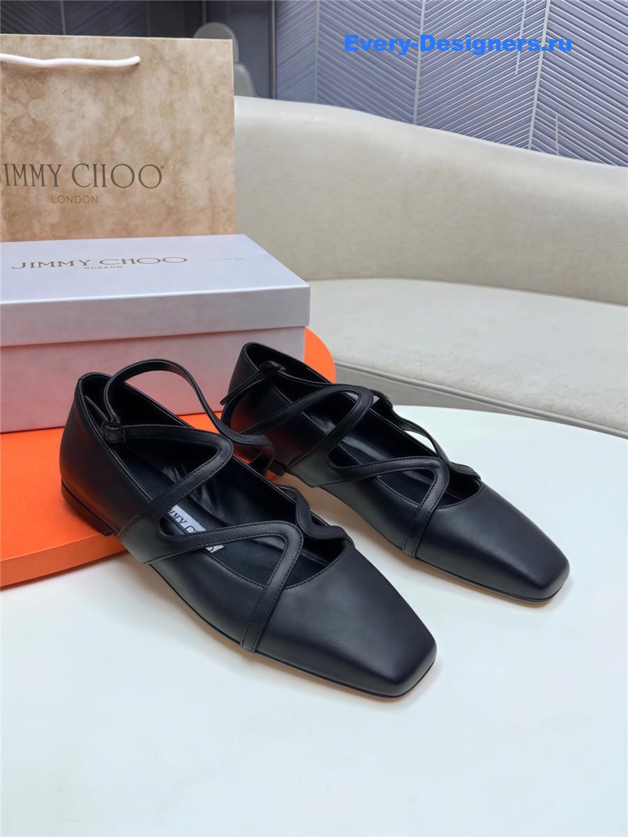 J1m*y Ch00 black sheepskin astoria ballet flats